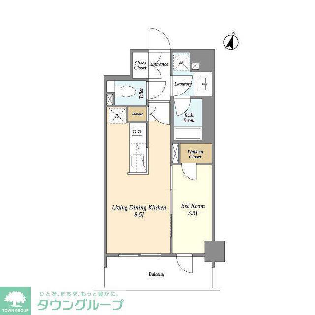 LASANTE文京千駄木(1LDK/3階)の間取り写真