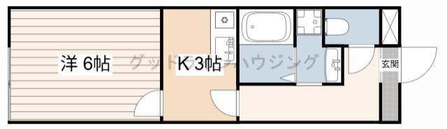 尚栄館 A棟(1K/1階)の間取り写真