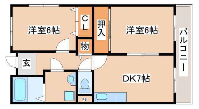 グリーンレジデンス須磨(2DK/2階)の間取り写真