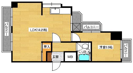 サンピア中央(1LDK/5階)の間取り写真