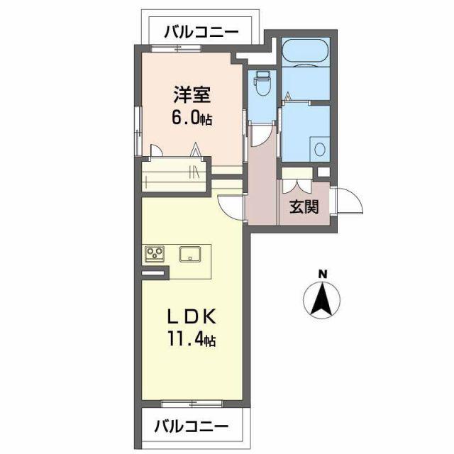 グランシャリオ小坂II(1LDK/2階)の間取り写真