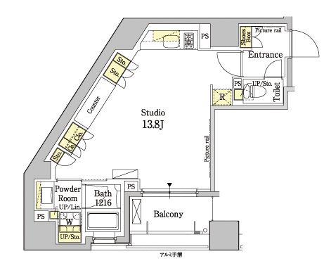 PARK AXIS 茅場町(1K/9階)の間取り写真