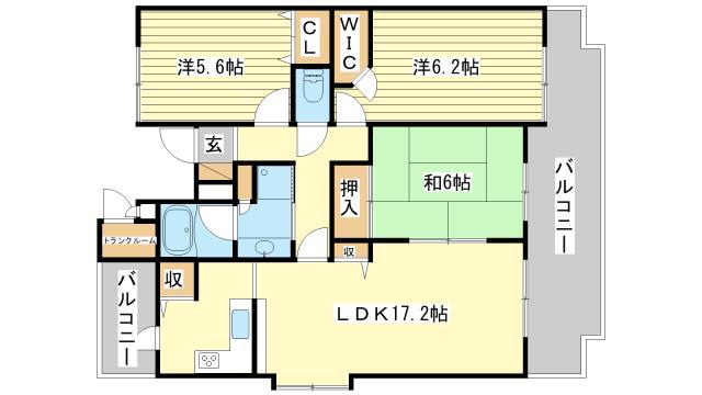 ライフガーデン吾妻壱番館(3LDK/5階)の間取り写真