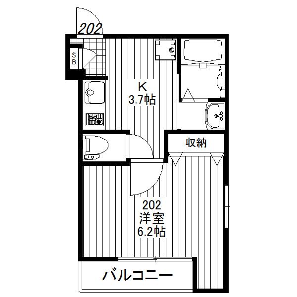 クオーレ三軒茶屋(1K/2階)の間取り写真