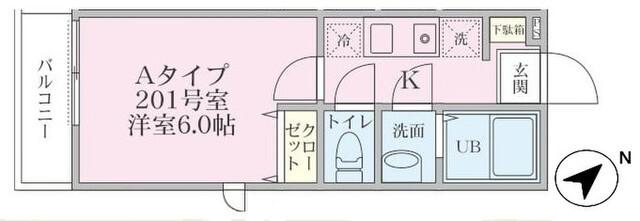 オルソ菊名(1K/2階)の間取り写真