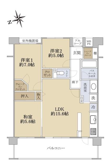 ライオンズマンション鷺沼フォレストヒルズノースウィング(3LDK/2階)の間取り写真