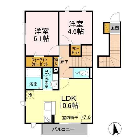 芳葉ハウス(2LDK/2階)の間取り写真