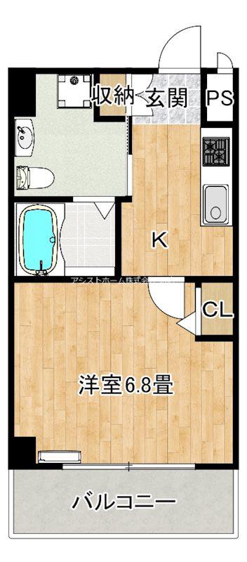 エルプレイス堺(1K/3階)の間取り写真