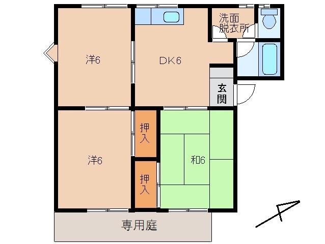 サンハイツセプテ(3DK/1階)の間取り写真