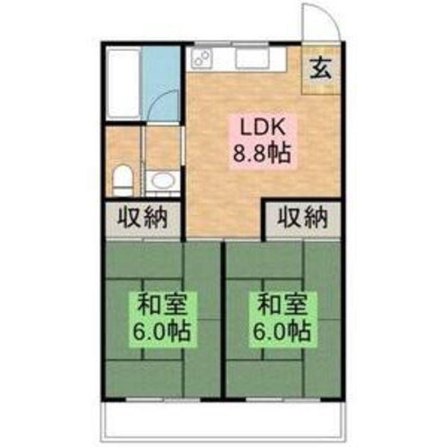 トークストリートアソガワII(2DK/2階)の間取り写真