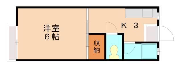 水谷コーポ(1K/2階)の間取り写真