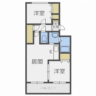 アメニティ発寒(2LDK/4階)の間取り写真