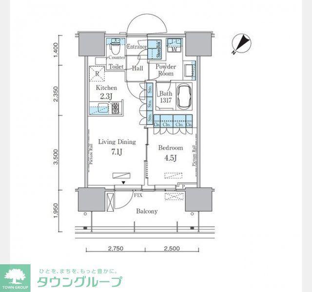 HARUMI FLAG PORT VILLAGE C棟(1LDK/11階)の間取り写真