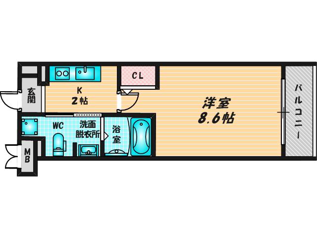 MSマンション長栄寺(1K/4階)の間取り写真