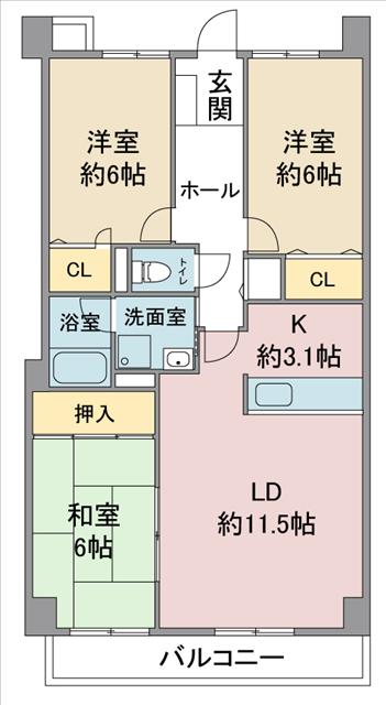 グランハート(3LDK/5階)の間取り写真