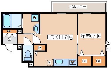 イーストテラス(1LDK/3階)の間取り写真