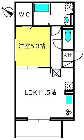 ノーブルヴィラ宮原(1LDK/1階)の間取り写真