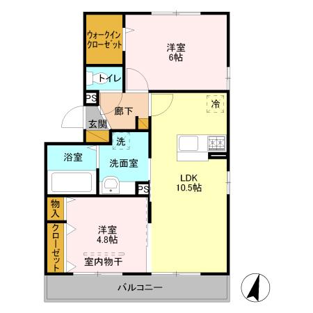 プリムローズ美南(2LDK/2階)の間取り写真