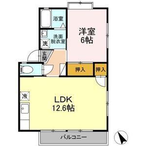 OASIS SATONAKA B棟(1LDK/1階)の間取り写真