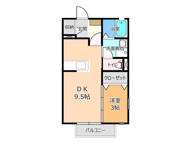 フルール(1DK/2階)の間取り写真