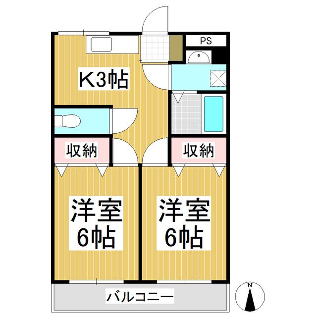A ONE 水押(2K/1階)の間取り写真
