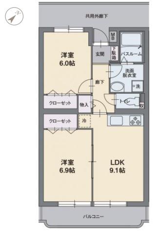アルストロメリア(2LDK/2階)の間取り写真