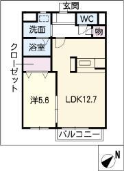 YZしなの(1LDK/2階)の間取り写真