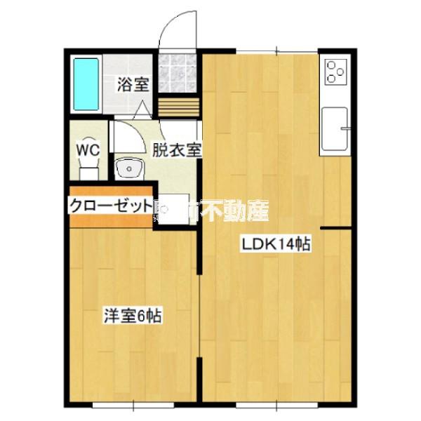 東宮アパート B棟(1LDK/1階)の間取り写真