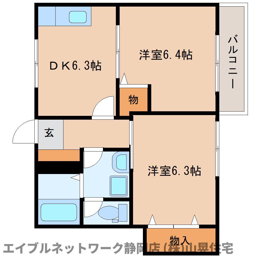 シャルダン・フロレスタI(2DK/1階)の間取り写真