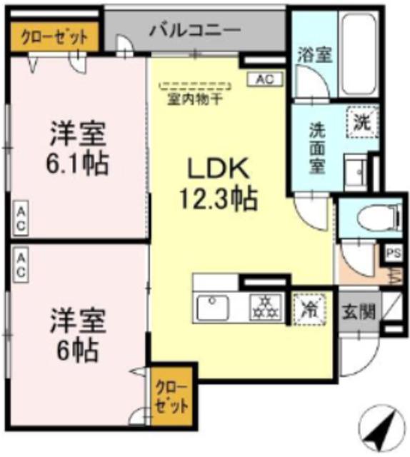D-ROOM豊田(2LDK/3階)の間取り写真
