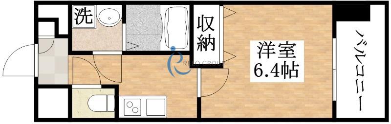 LUXE田辺(1K/9階)の間取り写真