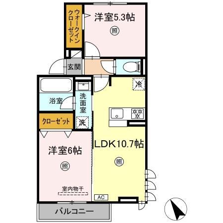 トリシアテラス(2LDK/2階)の間取り写真