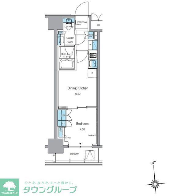 ルフォンプログレ上野稲荷町(1DK/15階)の間取り写真
