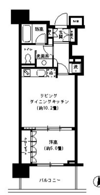 KDXレジデンス芝公園(1LDK/2階)の間取り写真