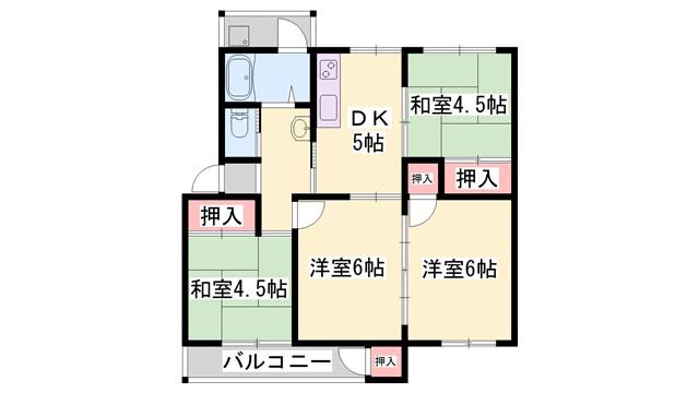 京口団地5号棟(3LDK/2階)の間取り写真