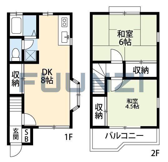 KE6番館(2DK/1階)の間取り写真