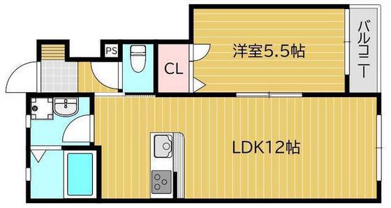 CALM福田(1LDK/1階)の間取り写真