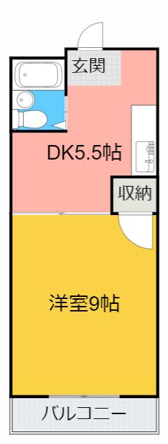 藤井マンション高倉(1DK/2階)の間取り写真