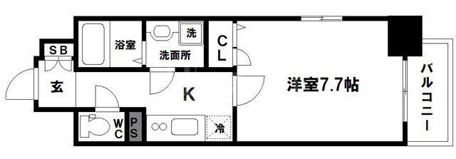 エスリード北浜イースト(1K/6階)の間取り写真