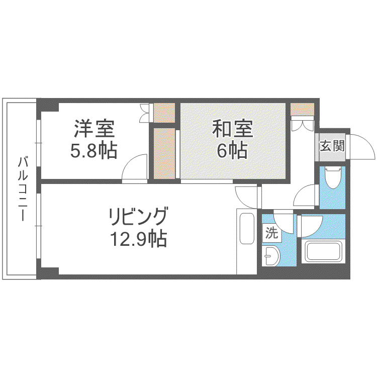 宮の沢一条館(2LDK/7階)の間取り写真
