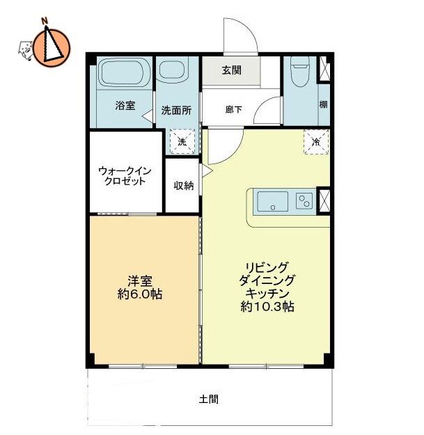 フォブールマドカ(1LDK/1階)の間取り写真