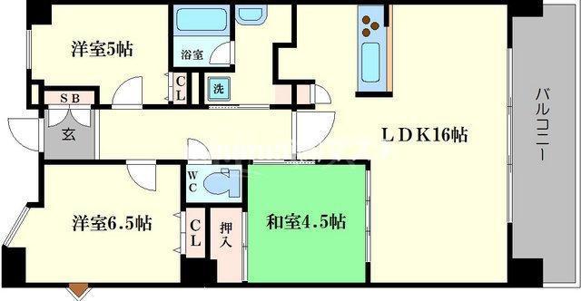 CITY SPIRE難波グレイス(3LDK/13階)の間取り写真