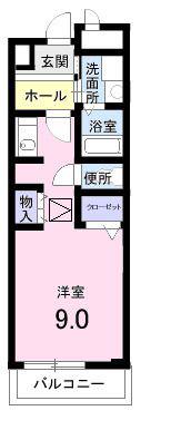 プレアリー リブ(ワンルーム/1階)の間取り写真
