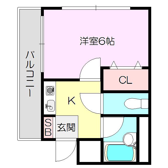 弘和ハイム(1K/4階)の間取り写真