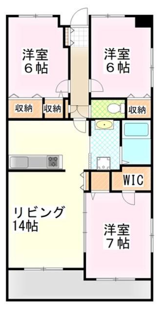 ヴィブレフリージア(3LDK/4階)の間取り写真