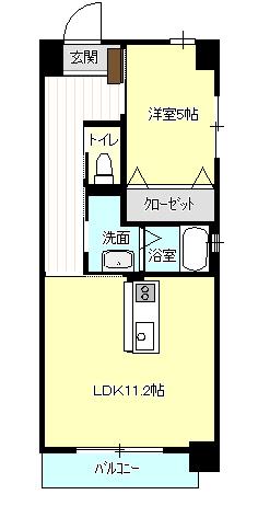 グッドウィル新屋敷(1LDK/5階)の間取り写真