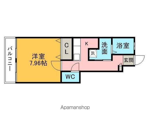 アンプルール リーブル 緑陽(1K/1階)の間取り写真