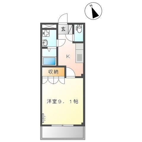 サンシャインアイ(1K/2階)の間取り写真