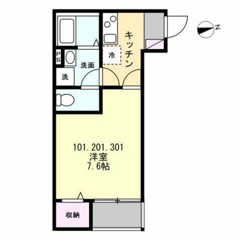 ベイルーム湘南台北(1K/3階)の間取り写真