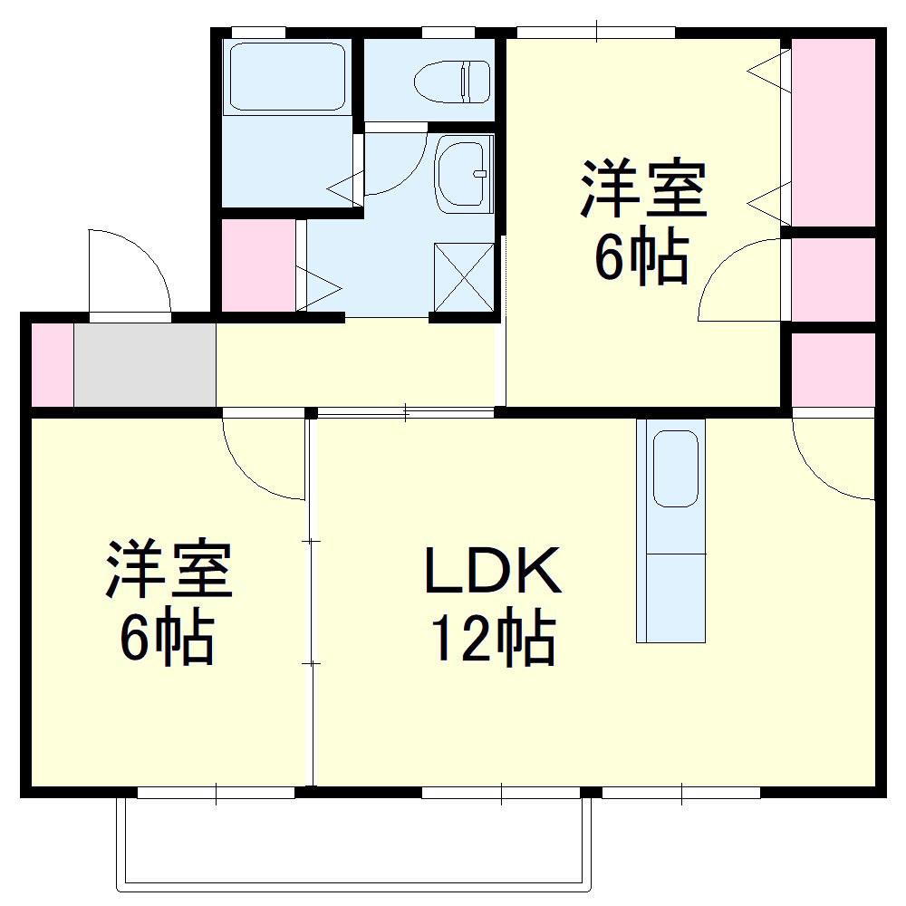 セジュールエマ B(2LDK/2階)の間取り写真